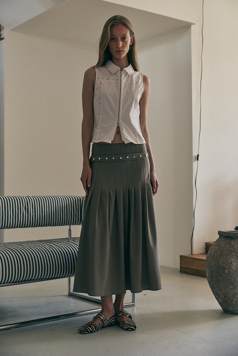 Greta Skirt - Olive Taupe – Muse The Label