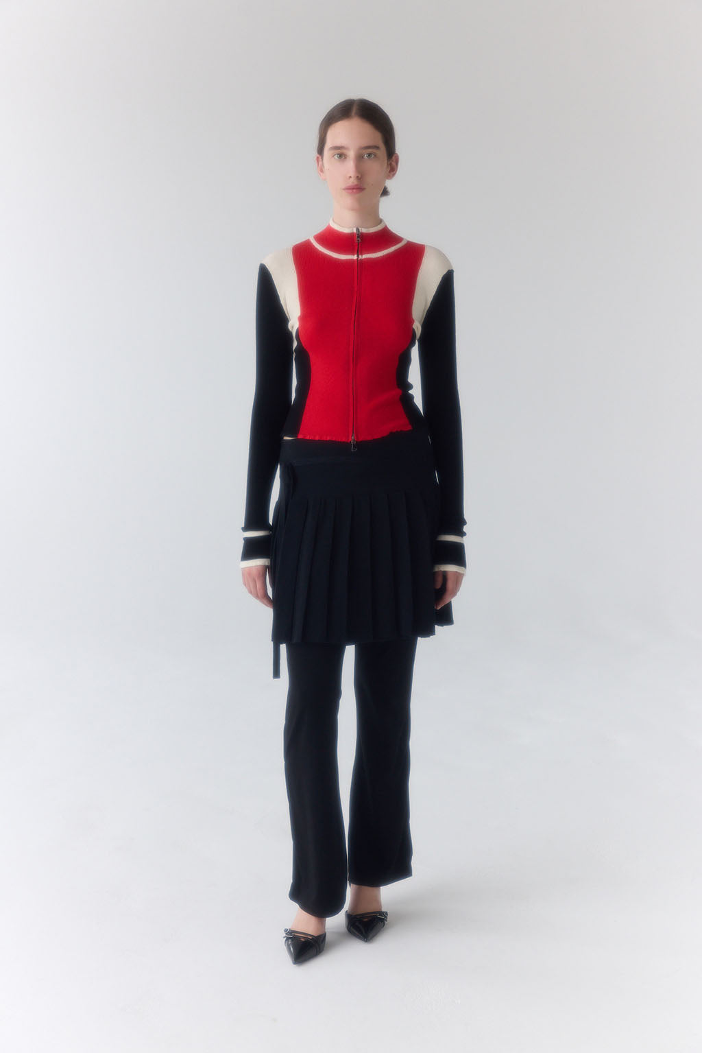 Knit Pleat Skirt - Black