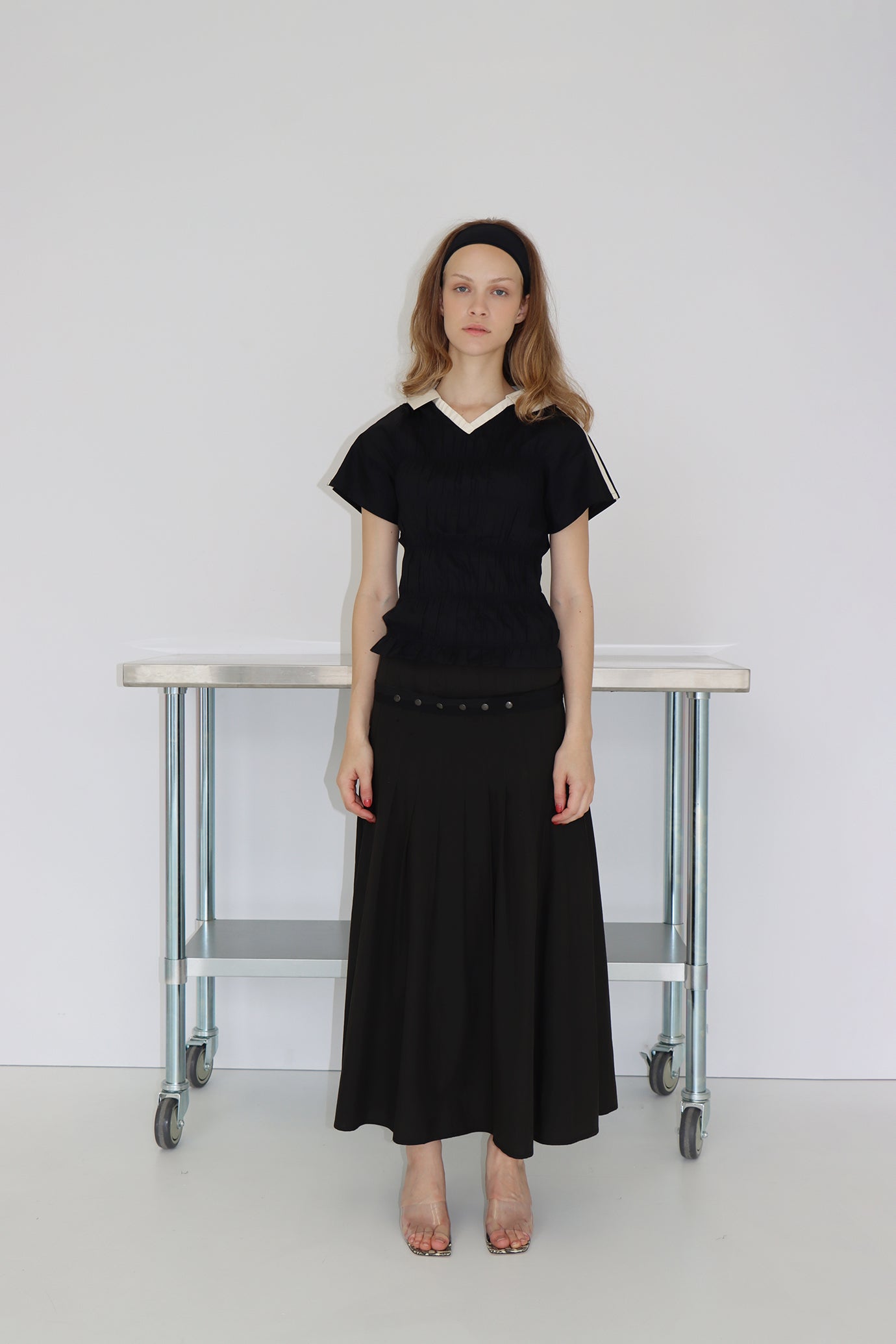 Greta Pleat Skirt - Black