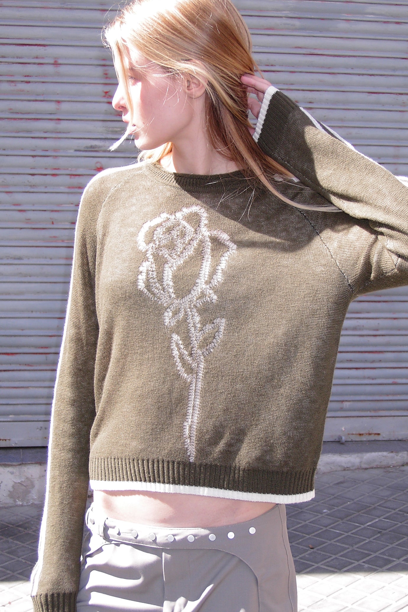 Noor Rose Knit - Khaki