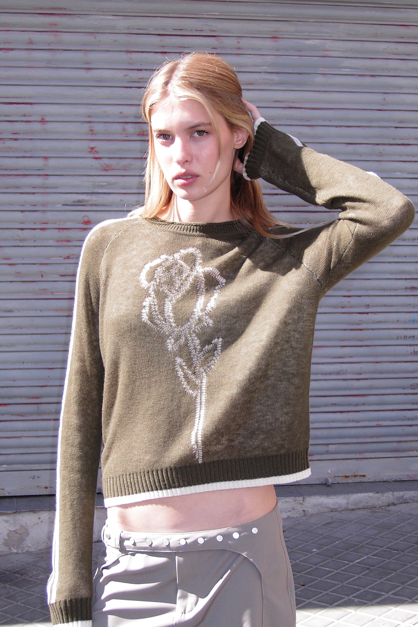 Noor Rose Knit - Khaki