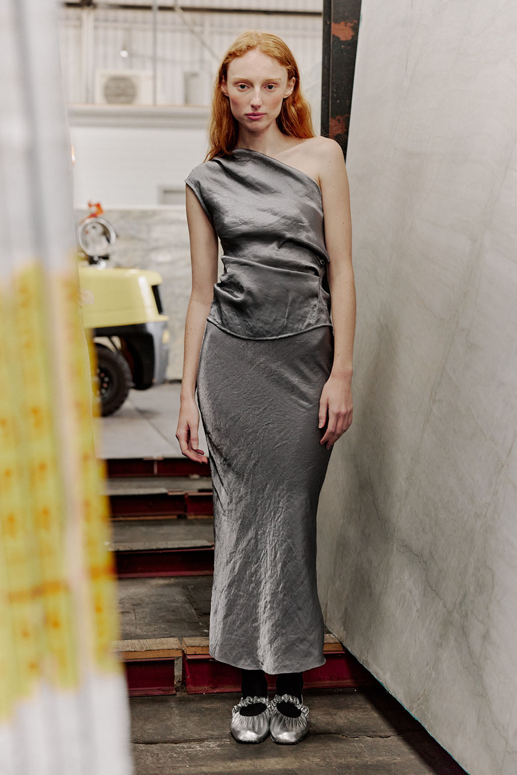 Dana Bias Skirt - Silver