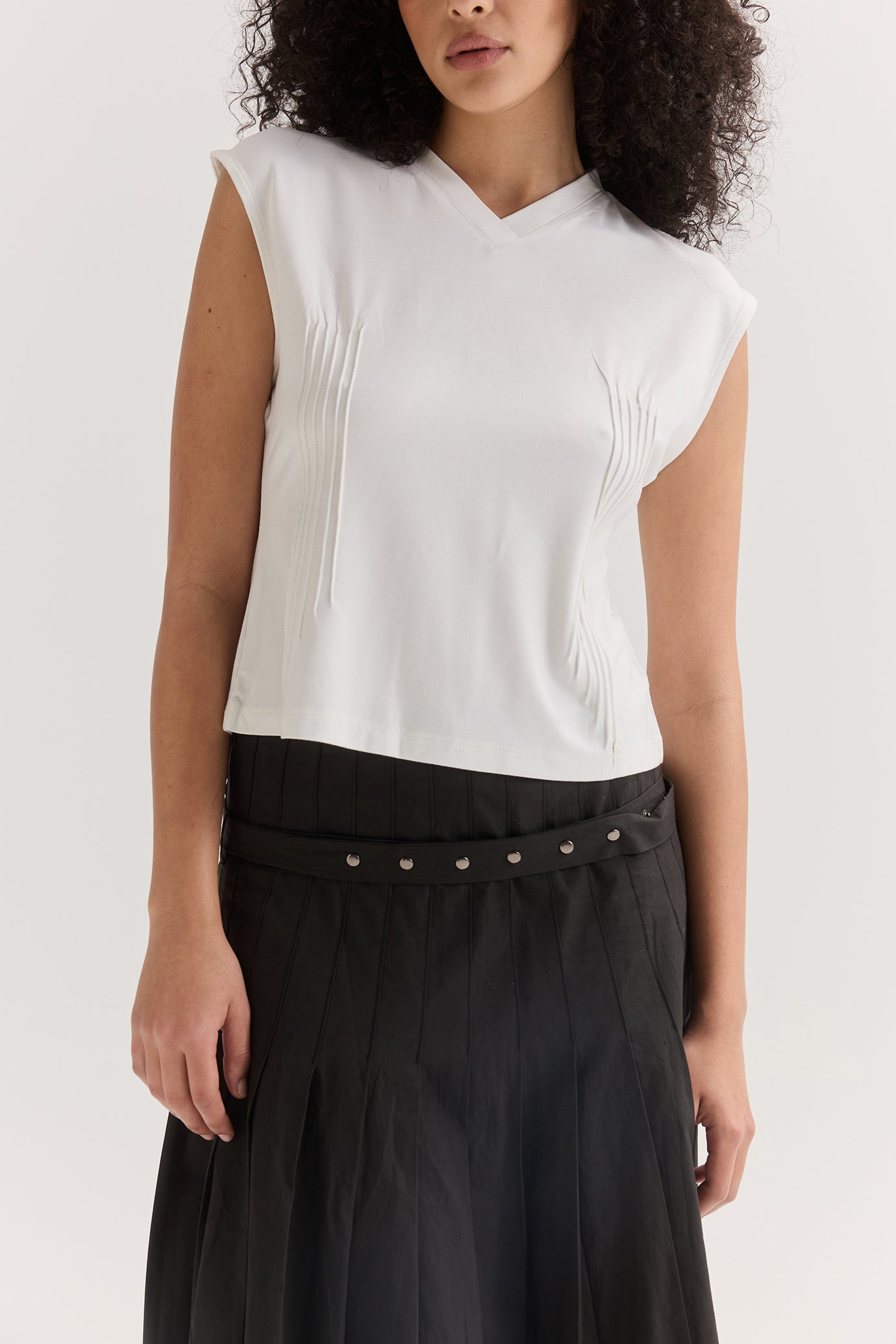 Clio Pintuck Tee - White