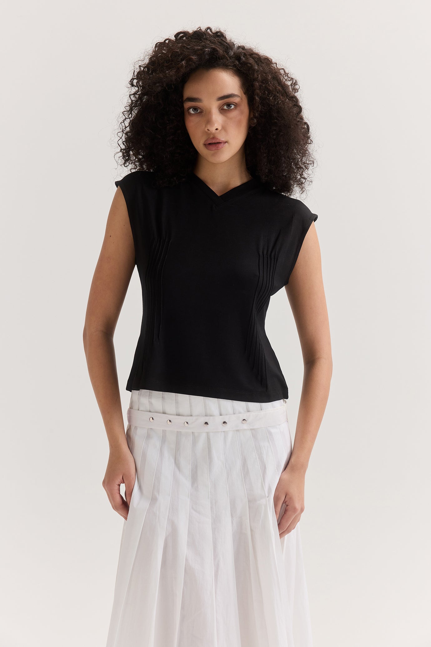 Clio Pintuck Tee - Black