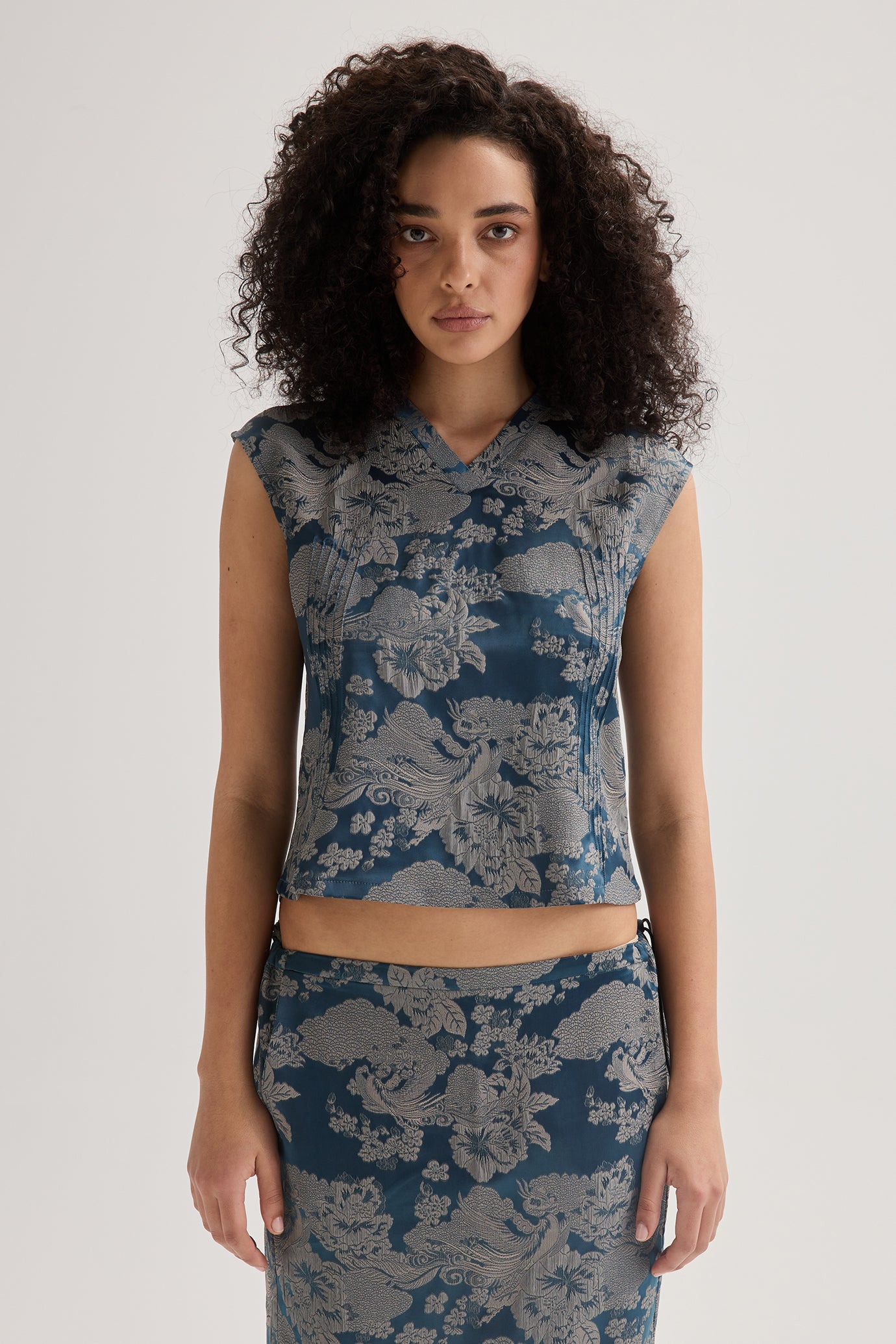 Clio Pintuck Top - Jacquard