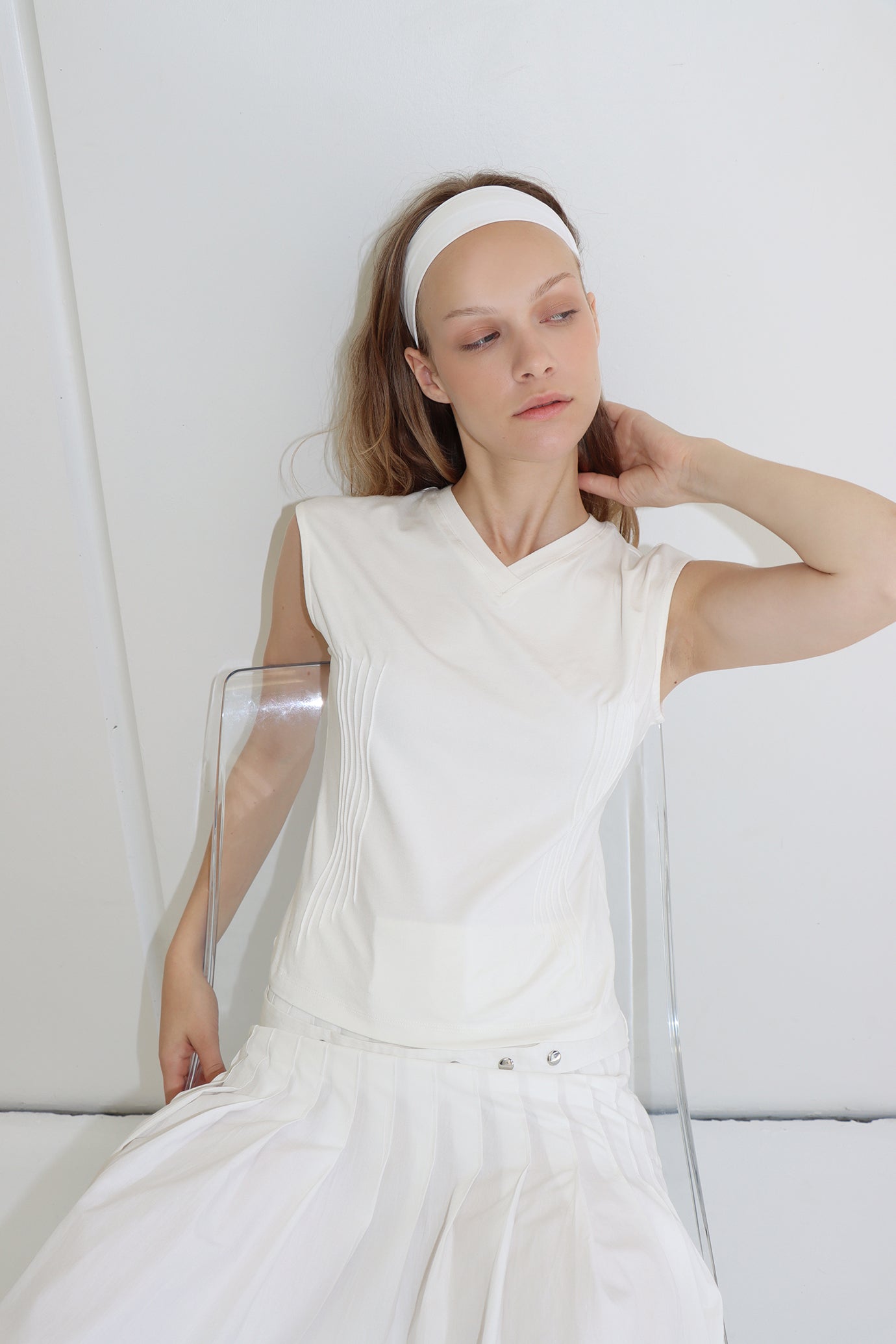 Clio Pintuck Tee - White