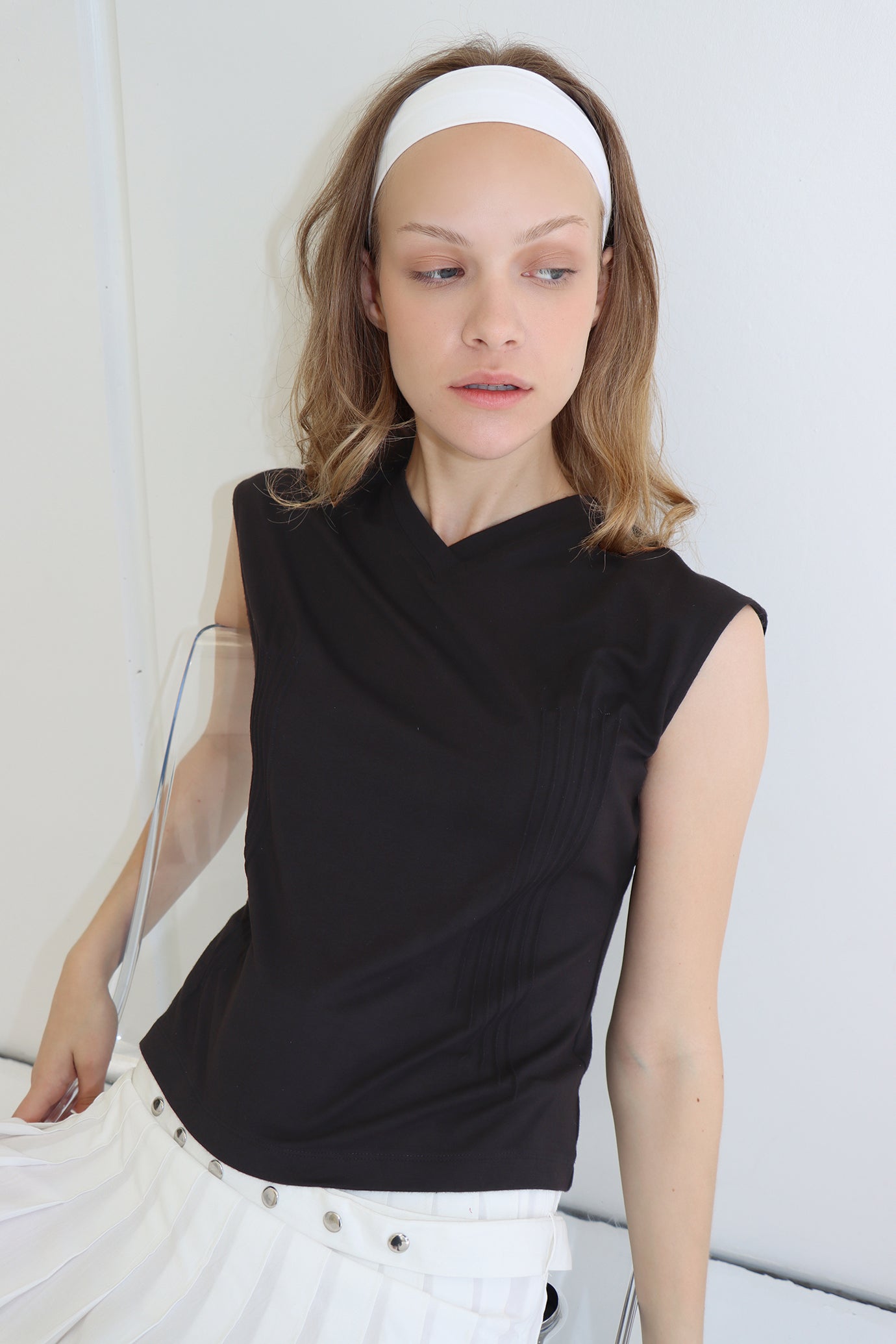 Clio Pintuck Tee - Black