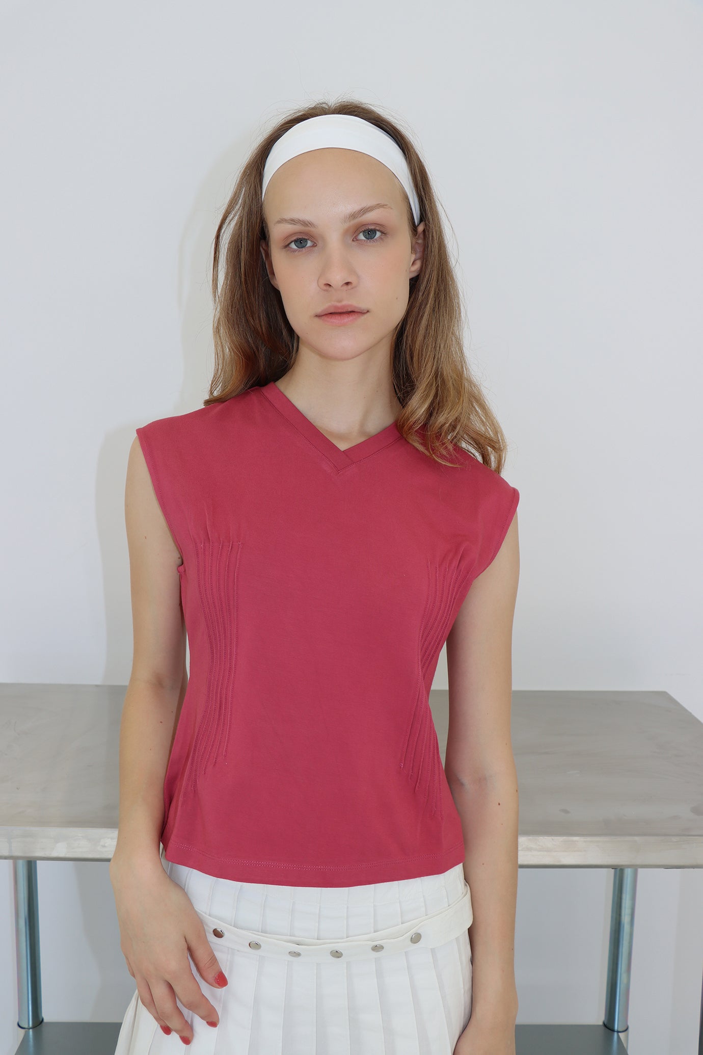 Clio Pintuck Tee - Berry