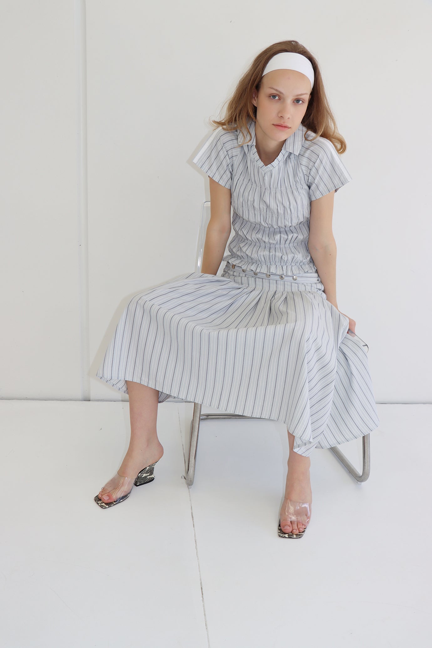 Greta Pleat Skirt - Stripe