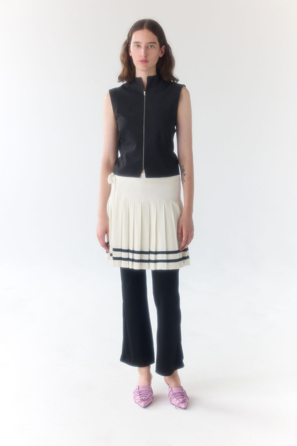 Knit Pleat Skirt - Snow