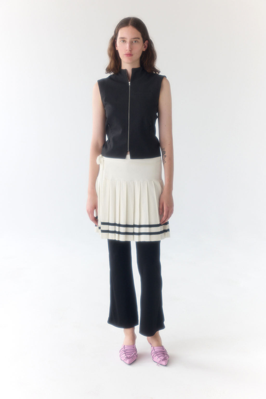 Knit Pleat Skirt - Cream