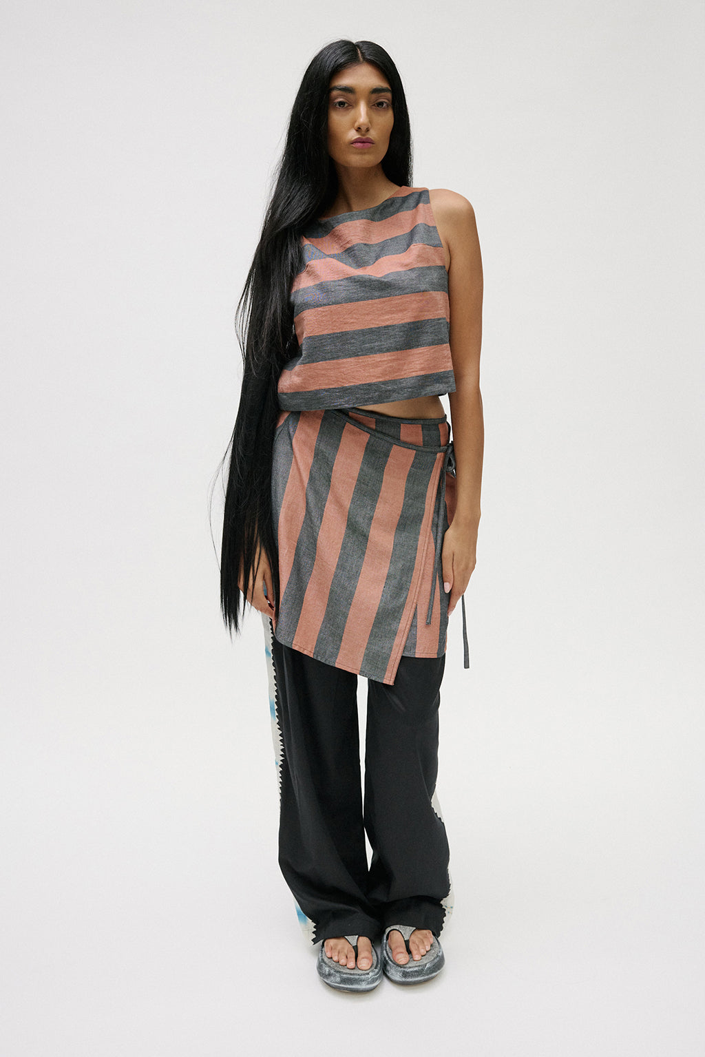 Melt Wrap Skirt - Brown Stripe