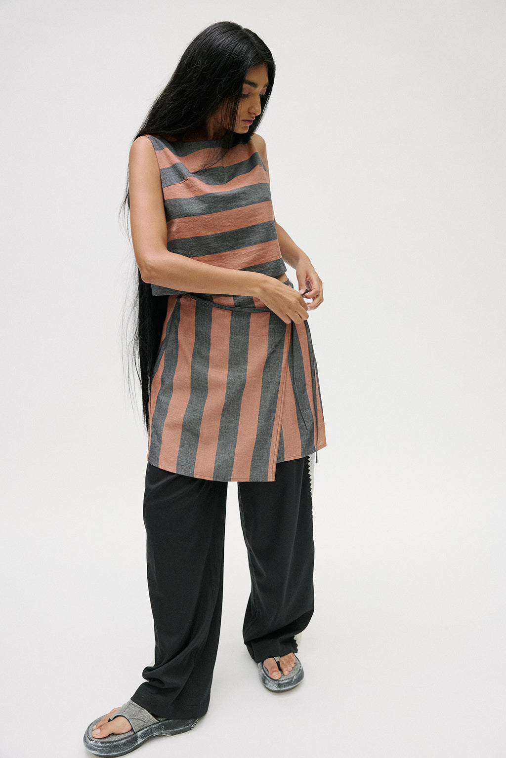 Melt Wrap Skirt - Brown Stripe