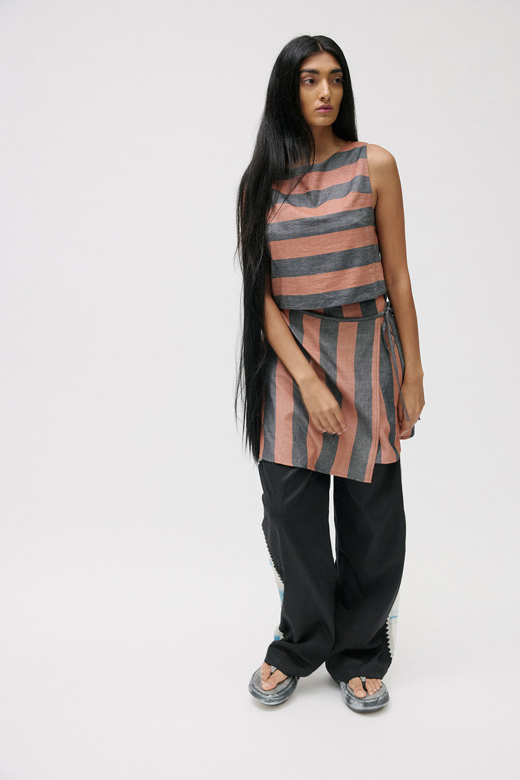 Melt Wrap Skirt - Brown Stripe