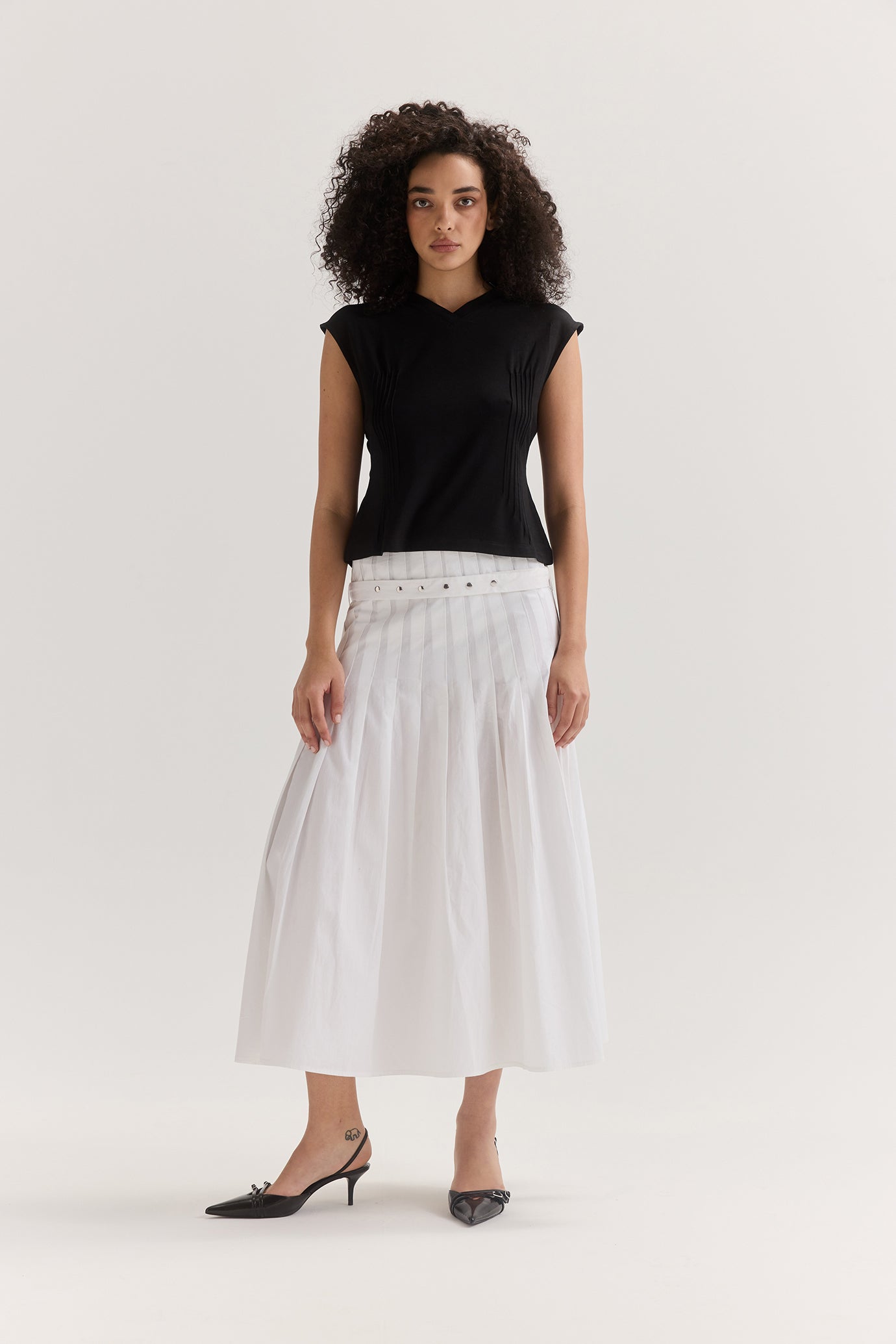 Greta Pleat Skirt - White – Muse The Label