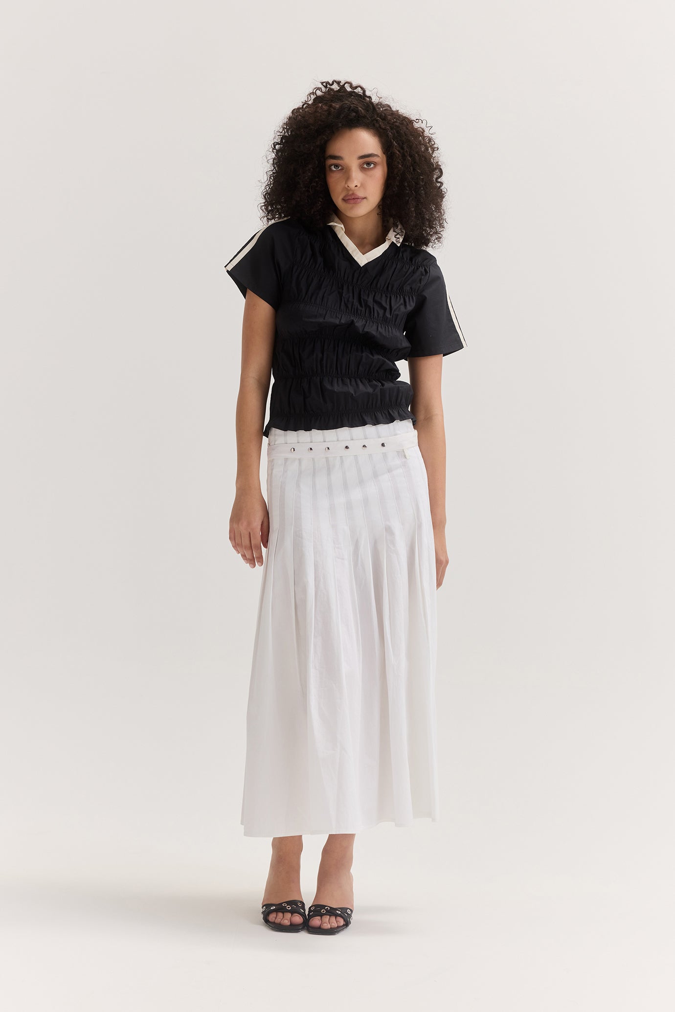 Greta Pleat Skirt - White