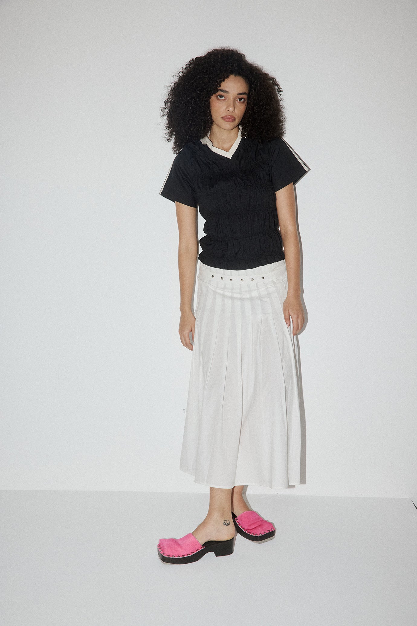 Greta Pleat Skirt - White