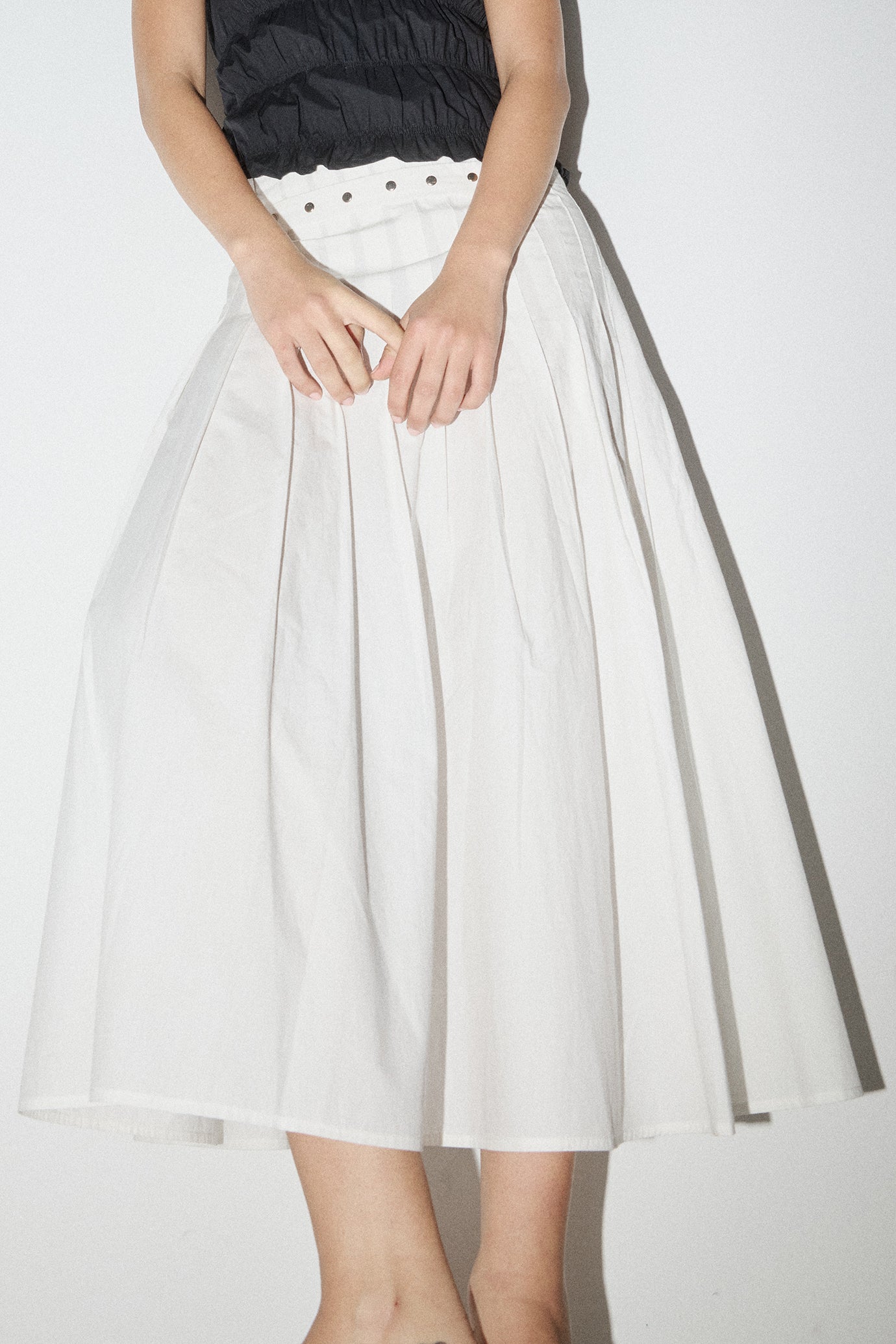 Greta Pleat Skirt - White