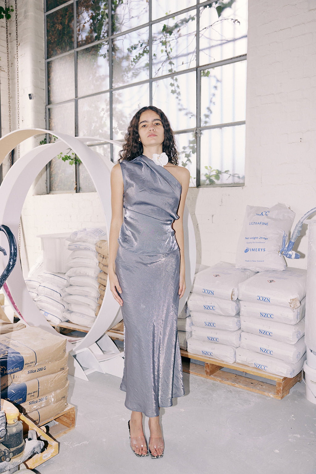 Dana Bias Skirt - Silver