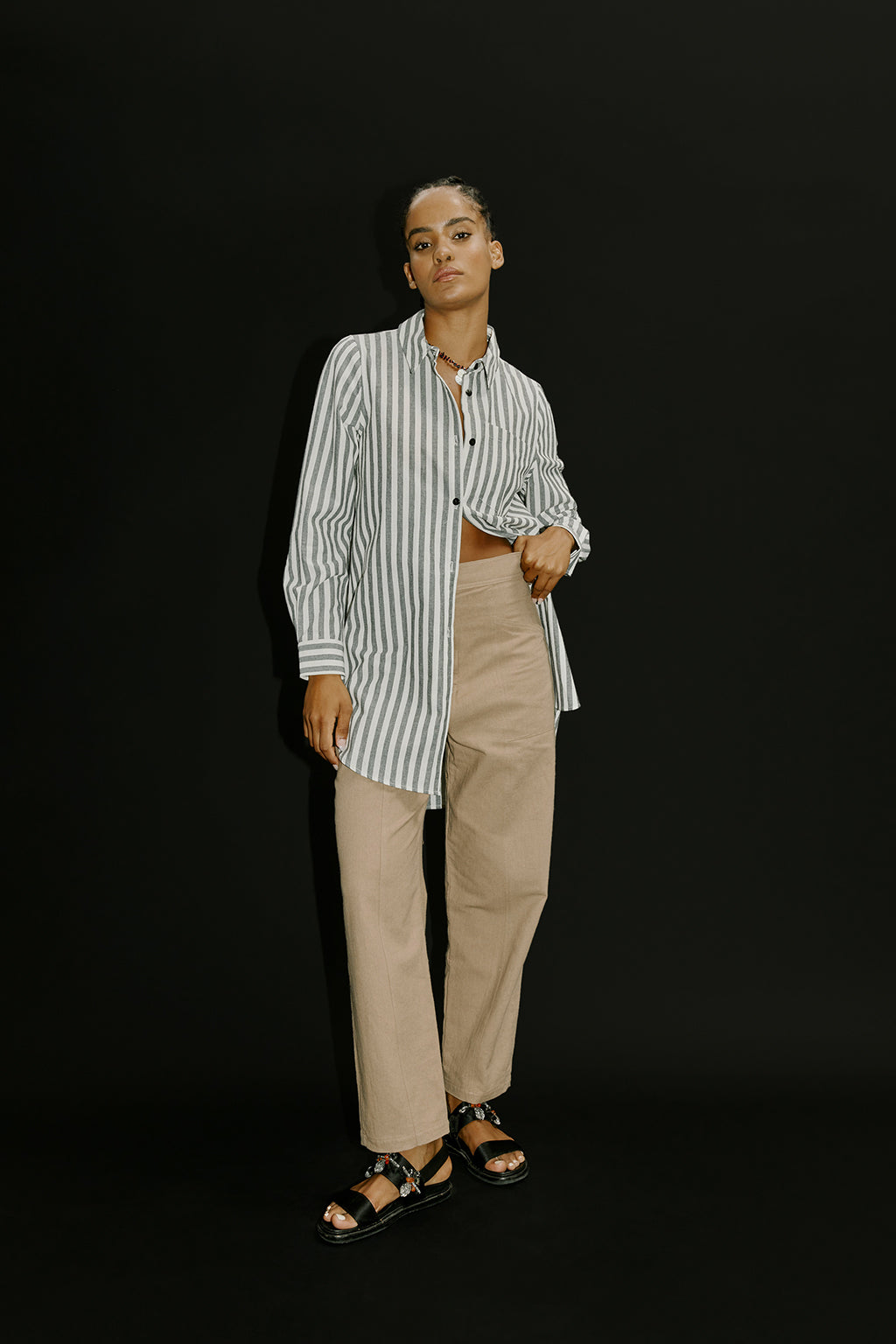 Paola Shirt - Charcoal Stripe