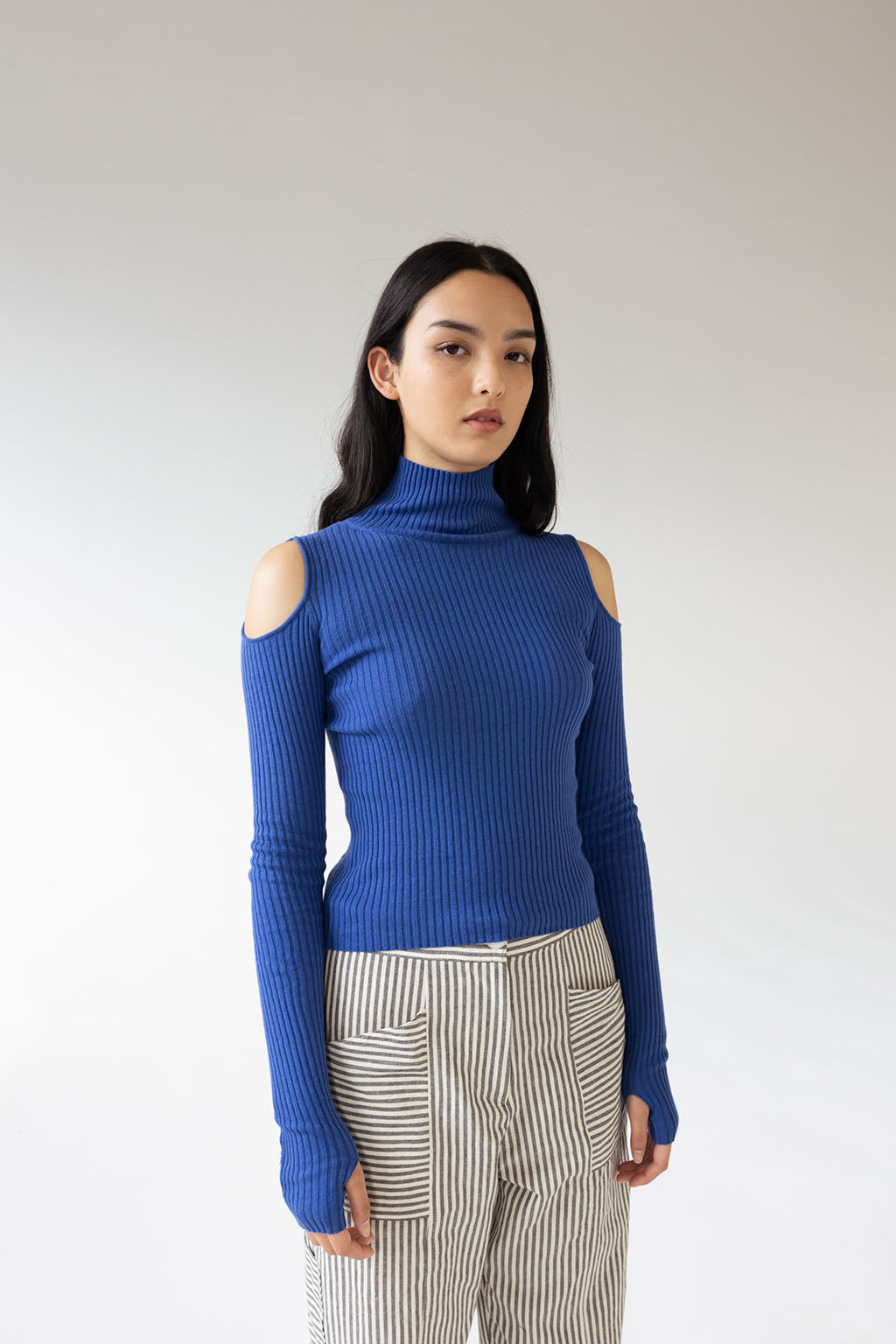 Noya Cold Shoulder Skivvy - Sapphire